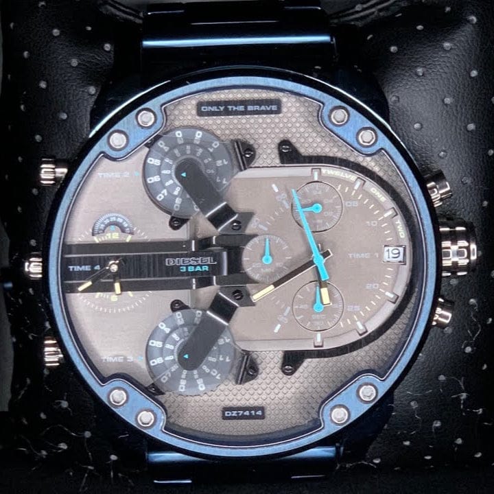Diesel Daddy 2.0 Chronograph Quartz Grey Dial Blue Steel Strap Watch For Men - DZ7414