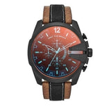 Diesel Mega Chief Quartz Black Dial Two Tone Leather Strap Watch For Men - DZ4305