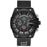 Diesel Mega Chief Chronograph Black Dial Black Mesh Bracelet Watch For Men - DZ4514