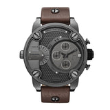 Diesel Little Daddy SBA Small Sized Grey Dial Brown Leather Strap Watch For Men - DZ7258