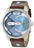 Diesel Mini Daddy LIght Blue Dial Brown Leather Strap Watch For Men - DZ7321