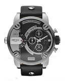 Diesel Little Daddy Black Dial Black Leather Strap Watch For Men - DZ7256