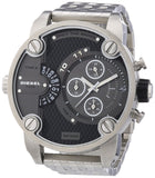 Diesel Little Daddy Chronograph Black Dial Silver Steel Strap Watch For Men - DZ7259