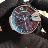 Diesel Mega Chief Black Dial Black Leather Strap Watch For Men - DZ4323