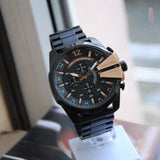Diesel Mega Chief Black Dial Black Steel Strap Watch For Men - DZ4309
