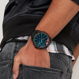 Diesel Mega Chief Black Dial Black Steel Strap Watch For Men - DZ4318