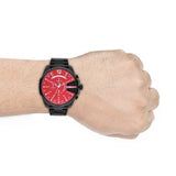 Diesel Mega Chief Black Dial Black Steel Strap Watch For Men - DZ4318