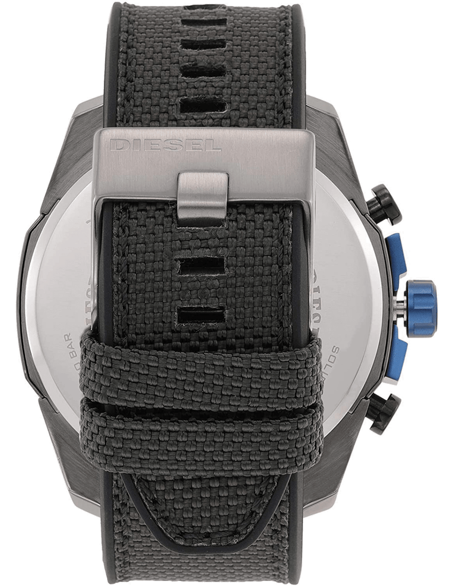Diesel Mega Chief Chronograph Black Dial Black Leather Strap Watch For Men - DZ4500