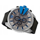 Diesel Mega Chief Chronograph Black Dial Black Leather Strap Watch For Men - DZ4500