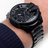 Diesel Mega Chief Chronograph Black Dial Black Stainless Steel Watch For Men - DZ4355