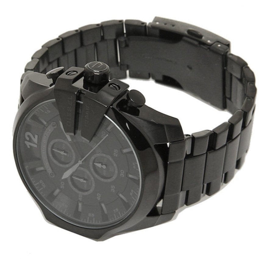 Diesel Mega Chief Chronograph Black Dial Black Stainless Steel Watch For Men - DZ4355