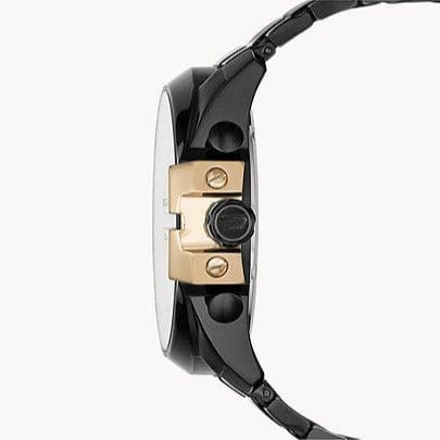 Diesel Mega Chief Chronograph Black Dial Black Steel Strap Watch For Men - DZ4338