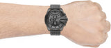 Diesel Mega Chief Chronograph Black Dial Black Steel Strap Watch For Men - DZ4527