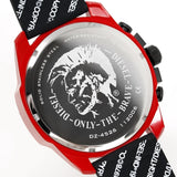 Diesel Mega Chief Chronograph Black Dial Red Rubber Strap Watch For Men - DZ4526