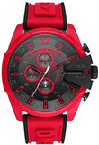 Diesel Mega Chief Chronograph Black Dial Red Rubber Strap Watch For Men - DZ4526