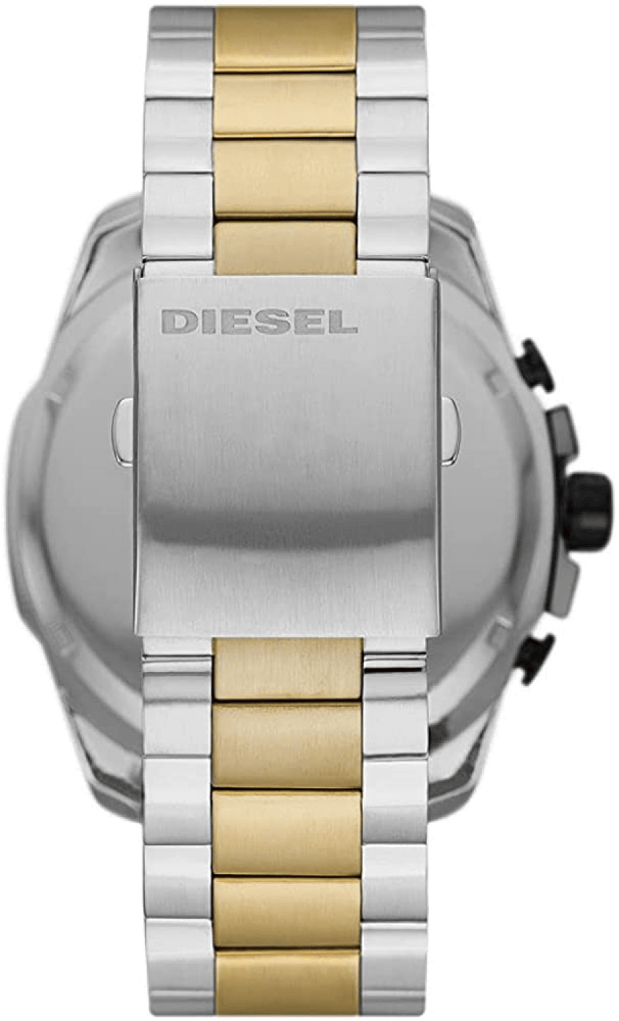 Diesel Mega Chief Chronograph Black Dial Two Tone Steel Strap Watch For Men - DZ4581