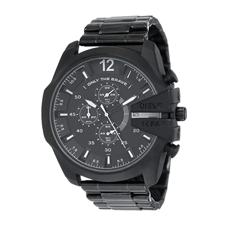 Diesel Mega Chief Chronograph Black Steel Strap Watch For Men - DZ4283