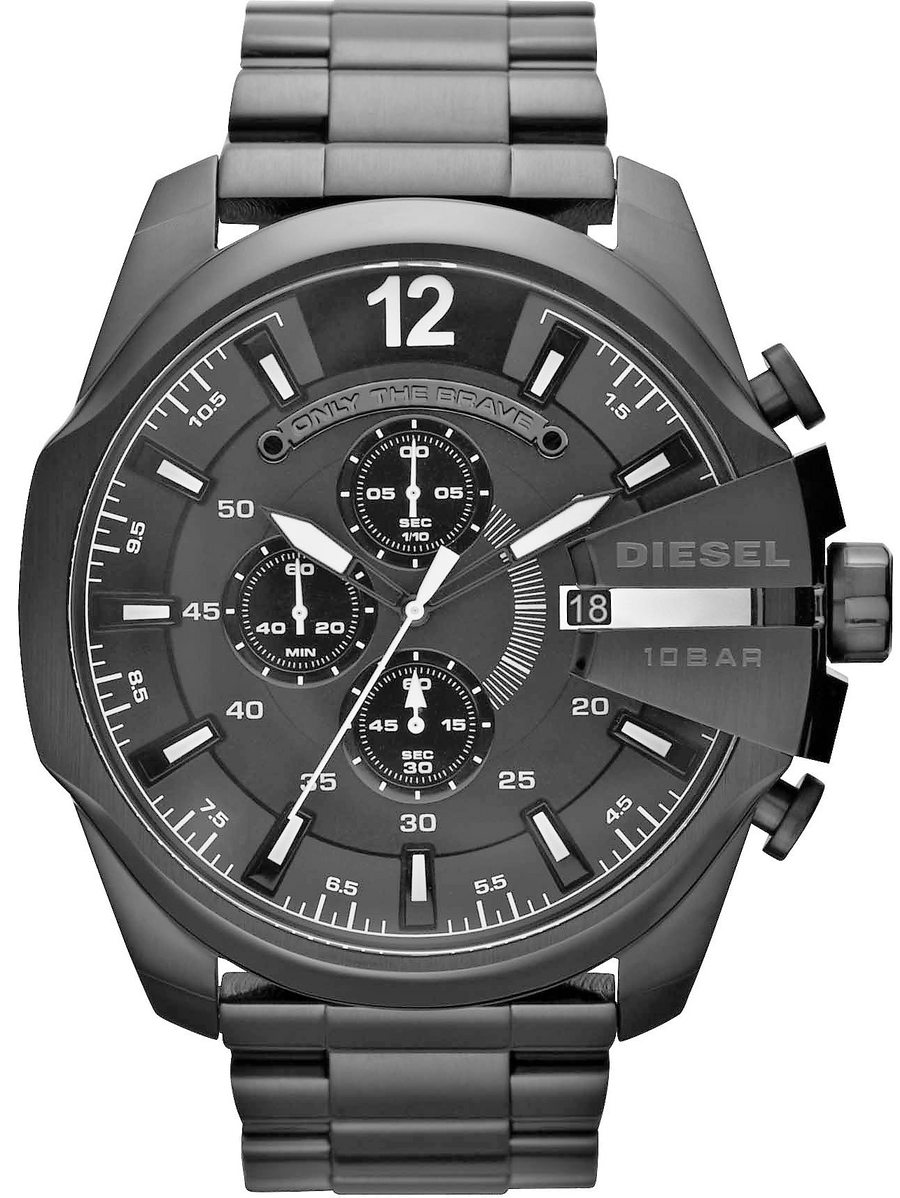 Diesel Mega Chief Chronograph Black Steel Strap Watch For Men - DZ4283