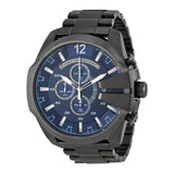 Diesel Mega Chief Chronograph Blue Dial Black Steel Strap Watch For Men - DZ4329