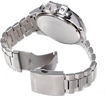 Diesel Mega Chief Chronograph Blue Dial Silver Steel Strap Watch For Men - DZ4465