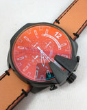 Diesel Mega Chief Chronograph Copper Dial Brown Leather Strap Watch For Men - DZ4476
