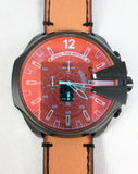 Diesel Mega Chief Chronograph Copper Dial Brown Leather Strap Watch For Men - DZ4476