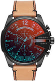 Diesel Mega Chief Chronograph Copper Dial Brown Leather Strap Watch For Men - DZ4476