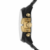 Diesel Mega Chief Chronograph Gold Dial Black Steel Strap Watch For Men - DZ4485