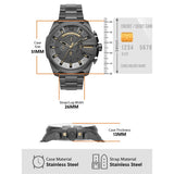 Diesel Mega Chief Chronograph Grey Dial Grey Steel Strap Watch For Men - DZ4466