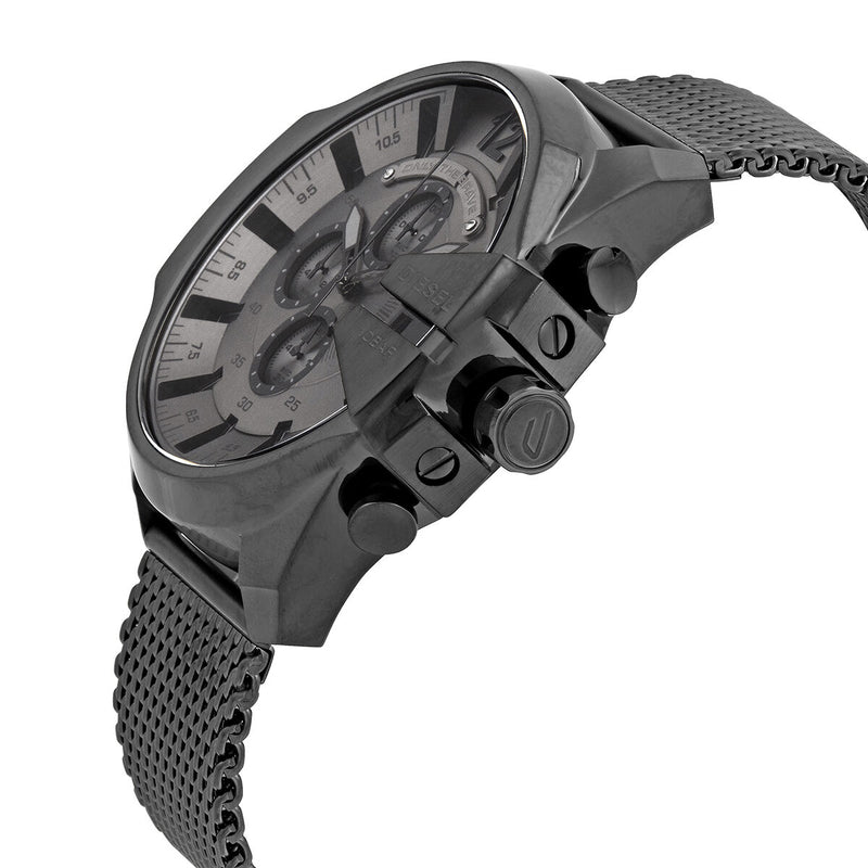 Diesel Mega Chief Chronograph Black Dial Black Mesh Strap Watch For Men - DZ4527