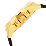 Diesel Mega Chief Gold & Black Dial Black Leather Strap Watch For Men - DZ4344