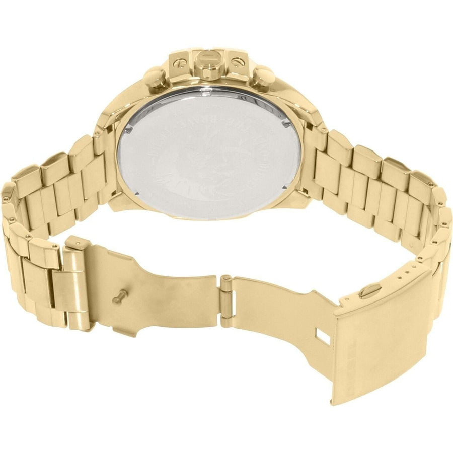 Diesel Mega Chief Gold Dial Gold Steel Strap Watch For Men - DZ4360