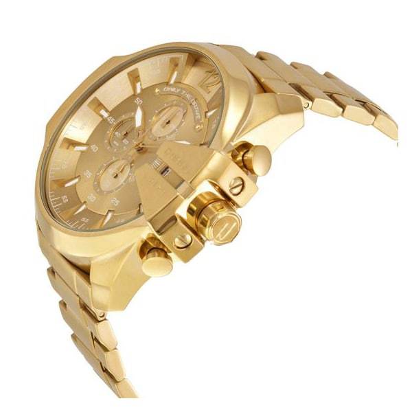 Diesel Mega Chief Gold Dial Gold Steel Strap Watch For Men - DZ4360