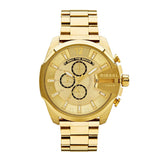 Diesel Mega Chief Gold Dial Gold Steel Strap Watch For Men - DZ4360
