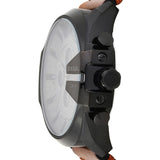 Diesel Mega Chief Grey Dial Brown Leather Strap Watch For Men - DZ4463