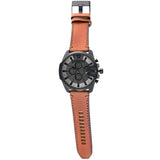 Diesel Mega Chief Grey Dial Brown Leather Strap Watch For Men - DZ4463