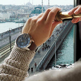 Diesel Mega Chief Light Blue Dial Brown Leather Strap Watch For Men - DZ4281