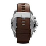 Diesel Mega Chief Light Blue Dial Brown Leather Strap Watch For Men - DZ4281