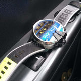 Diesel Mega Chief Quartz Black Dial Grey Leather Strap Watch For Men - DZ4523