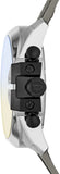 Diesel Mega Chief Quartz Black Dial Grey Leather Strap Watch For Men - DZ4523