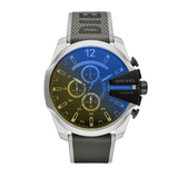 Diesel Mega Chief Quartz Black Dial Grey Leather Strap Watch For Men - DZ4523