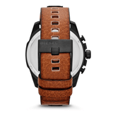 Diesel Mega Chief Quartz Black Dial Two Tone Leather Strap Watch For Men - DZ4305