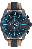 Diesel Mega Chief Quartz Black Dial Two Tone Leather Strap Watch For Men - DZ4305