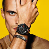 Diesel Mega Chief Quartz Chronograph Brown Leather Strap Watch For Men - DZ4343