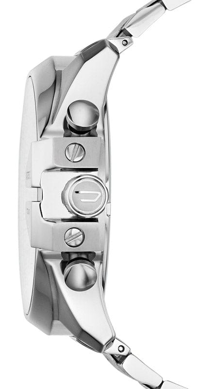 Diesel Mega Chief Quartz Chronograph White Dial Steel Strap Watch For Men - DZ4328