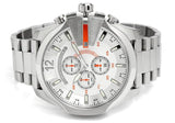 Diesel Mega Chief Quartz Chronograph White Dial Steel Strap Watch For Men - DZ4328
