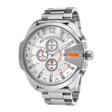 Diesel Mega Chief Quartz Chronograph White Dial Steel Strap Watch For Men - DZ4328