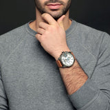 Diesel Mega Chief White Dial Brown Leather Strap Watch For Men - DZ4280