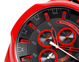 Diesel Mega Chief Chronograph Black Dial Red Rubber Strap Watch For Men - DZ4526