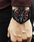 Diesel Mega Chief Black Dial Black Leather Strap Watch For Men - DZ4323